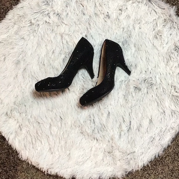 Black rhinestone low heel pumps - Picture 2 of 6